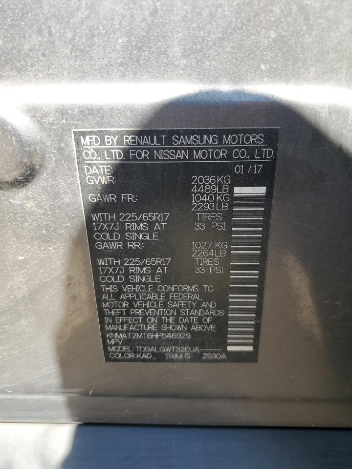 2017 Nissan Rogue S VIN: KNMAT2MT6HP546929 Lot: 63880954