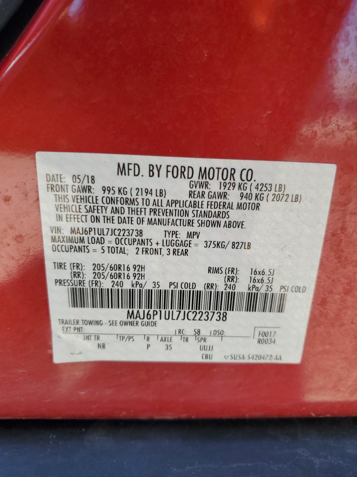 2018 Ford Ecosport Se VIN: MAJ6P1UL7JC223738 Lot: 61944024