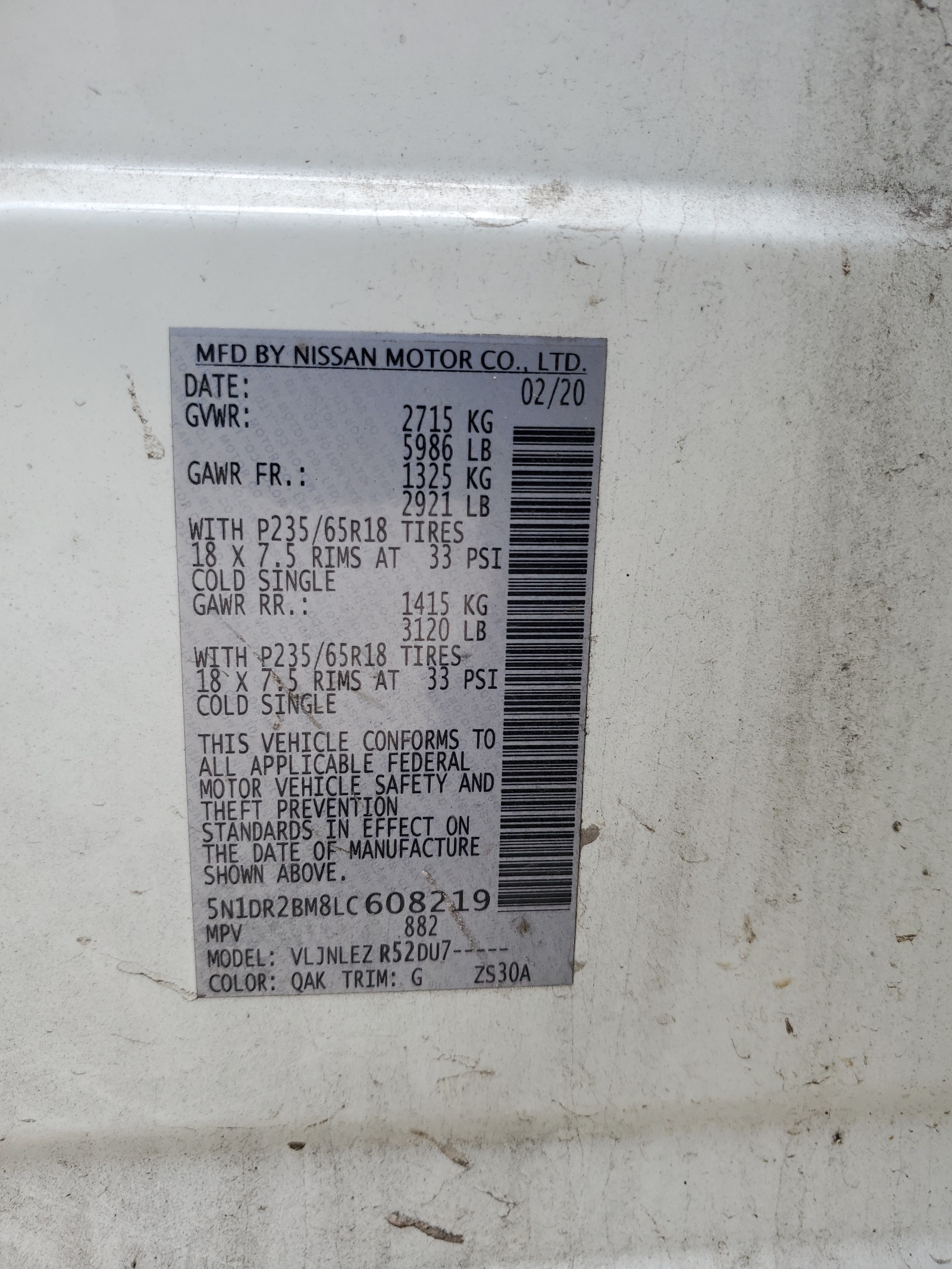 5N1DR2BM8LC608219 2020 Nissan Pathfinder Sv