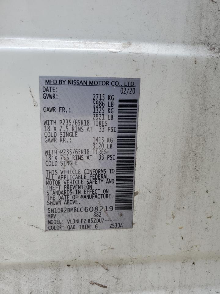 2020 Nissan Pathfinder Sv VIN: 5N1DR2BM8LC608219 Lot: 62888624