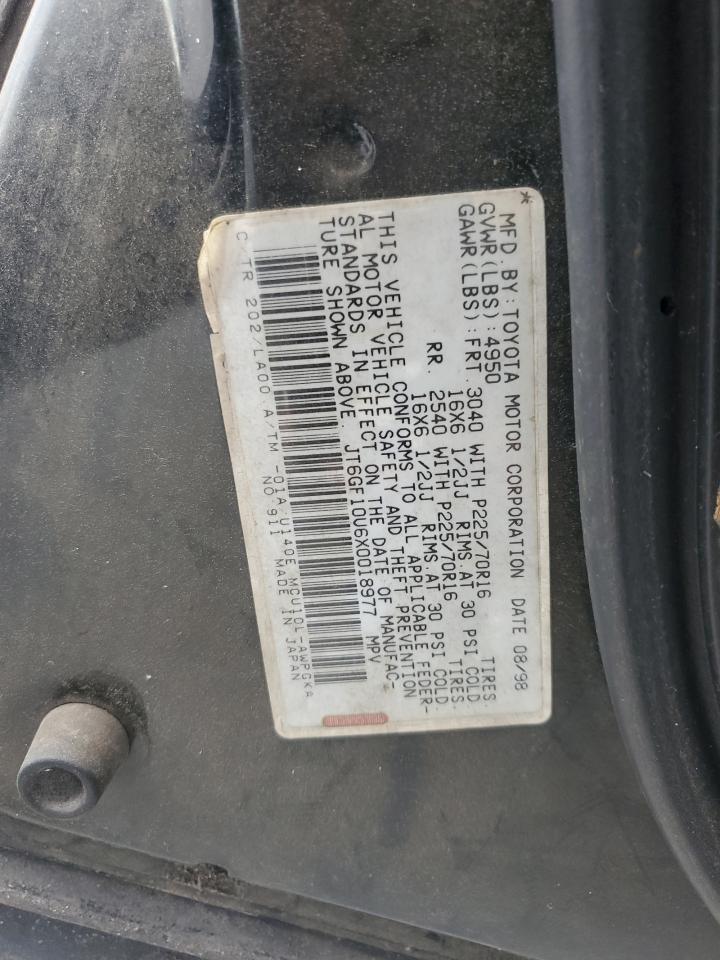 1999 Lexus Rx 300 VIN: JT6GF10U6X0018977 Lot: 65282724