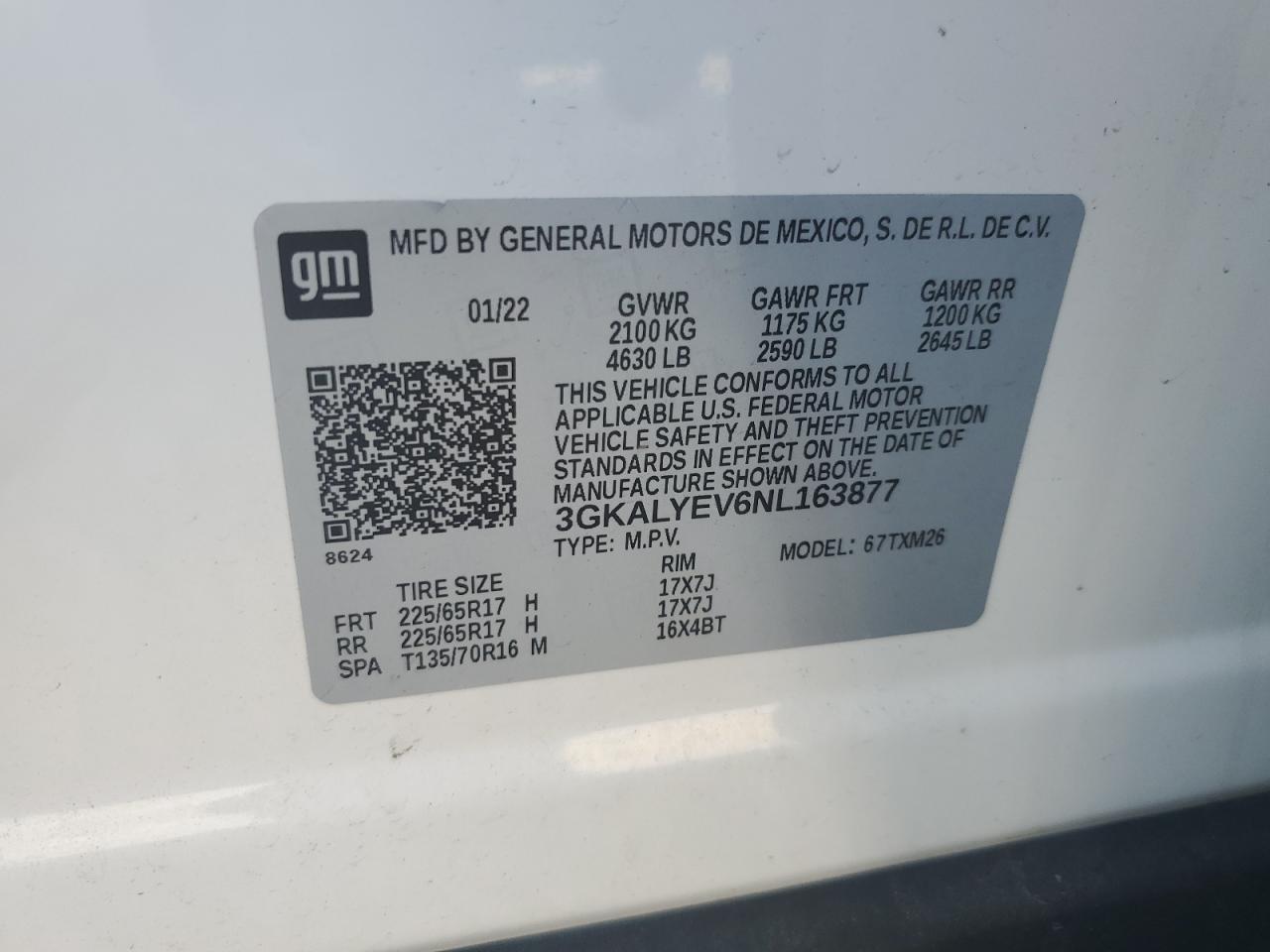 2022 GMC Terrain At4 VIN: 3GKALYEV6NL163877 Lot: 64637464