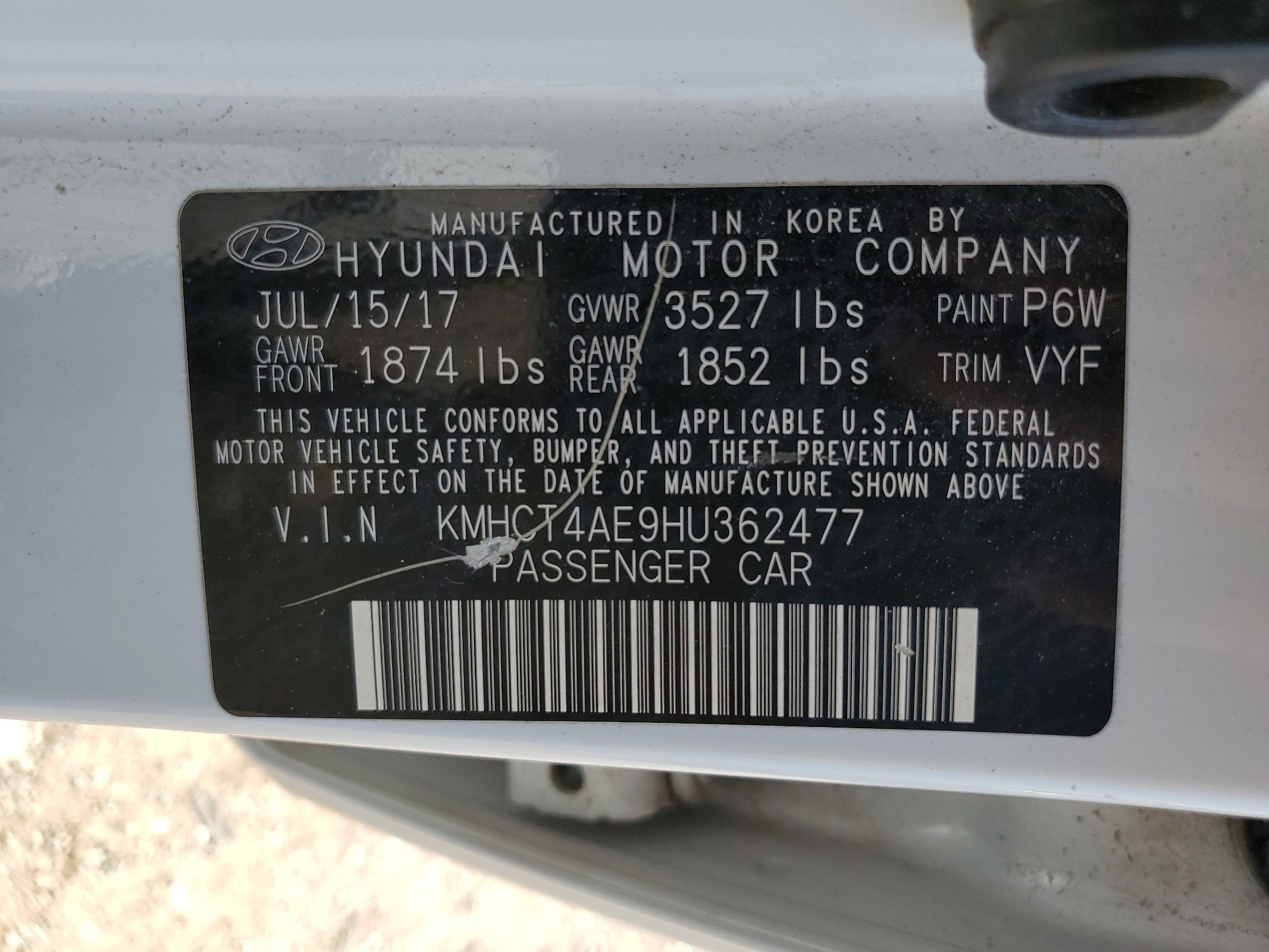 KMHCT4AE9HU362477 2017 Hyundai Accent Se