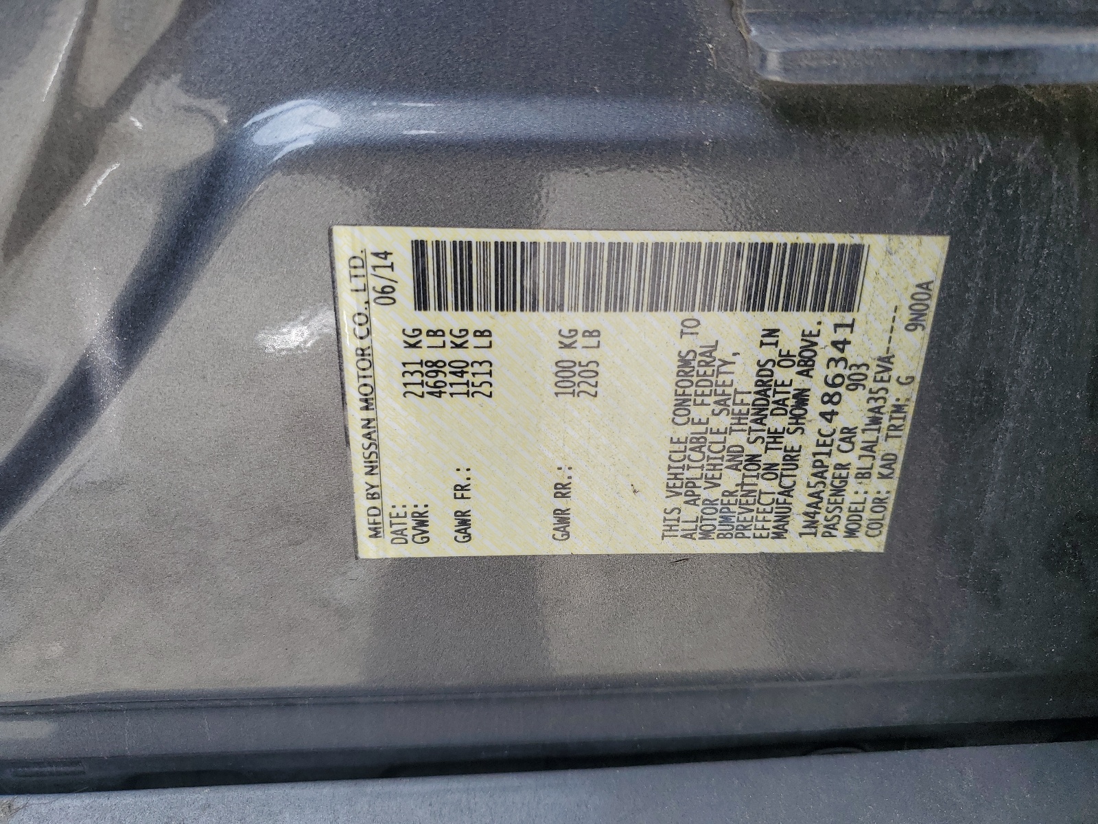 1N4AA5AP1EC486341 2014 Nissan Maxima S