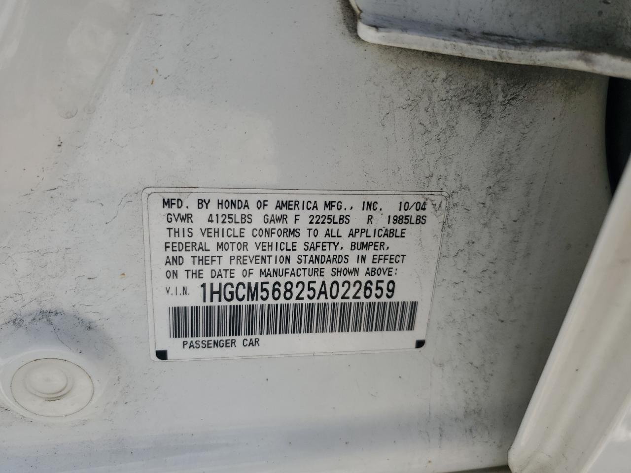 2005 Honda Accord Ex VIN: 1HGCM56825A022659 Lot: 64457904