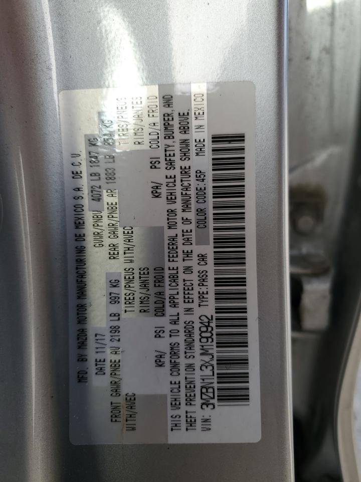 2018 Mazda 3 Touring VIN: 3MZBN1L3XJM190942 Lot: 65441844