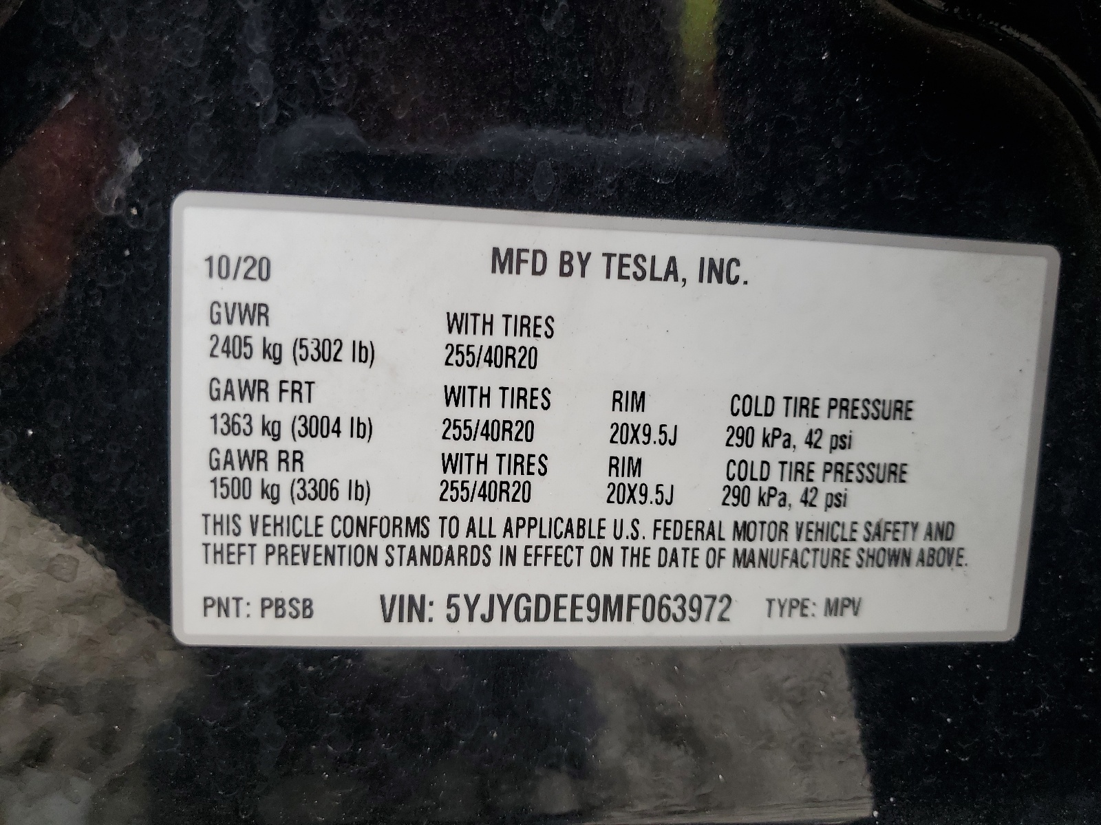5YJYGDEE9MF063972 2021 Tesla Model Y