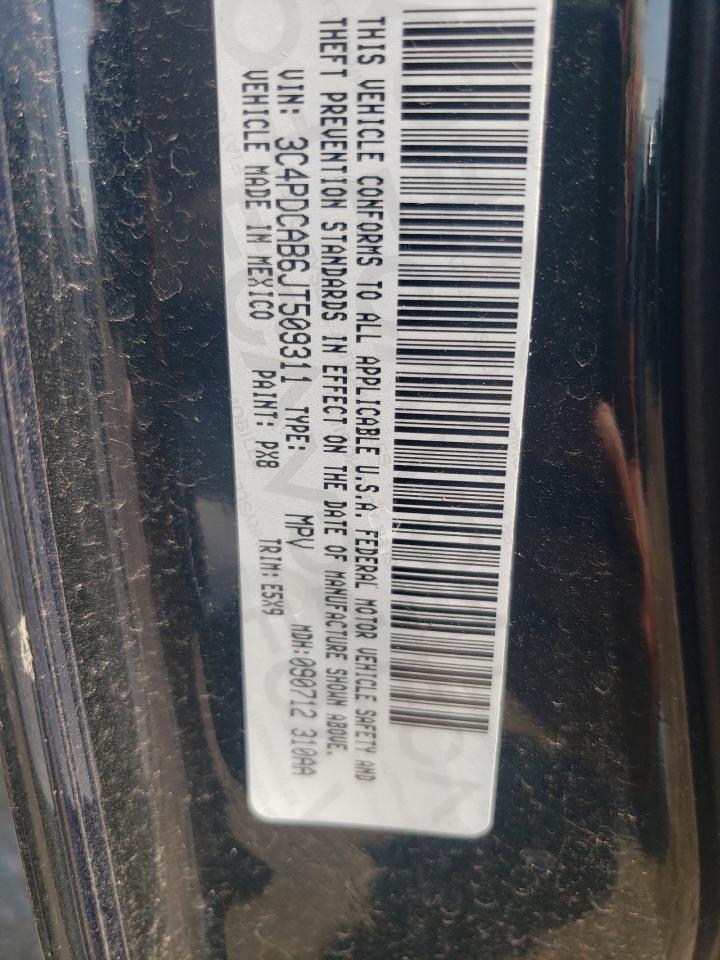 2018 Dodge Journey Se VIN: 3C4PDCAB6JT509311 Lot: 63501254