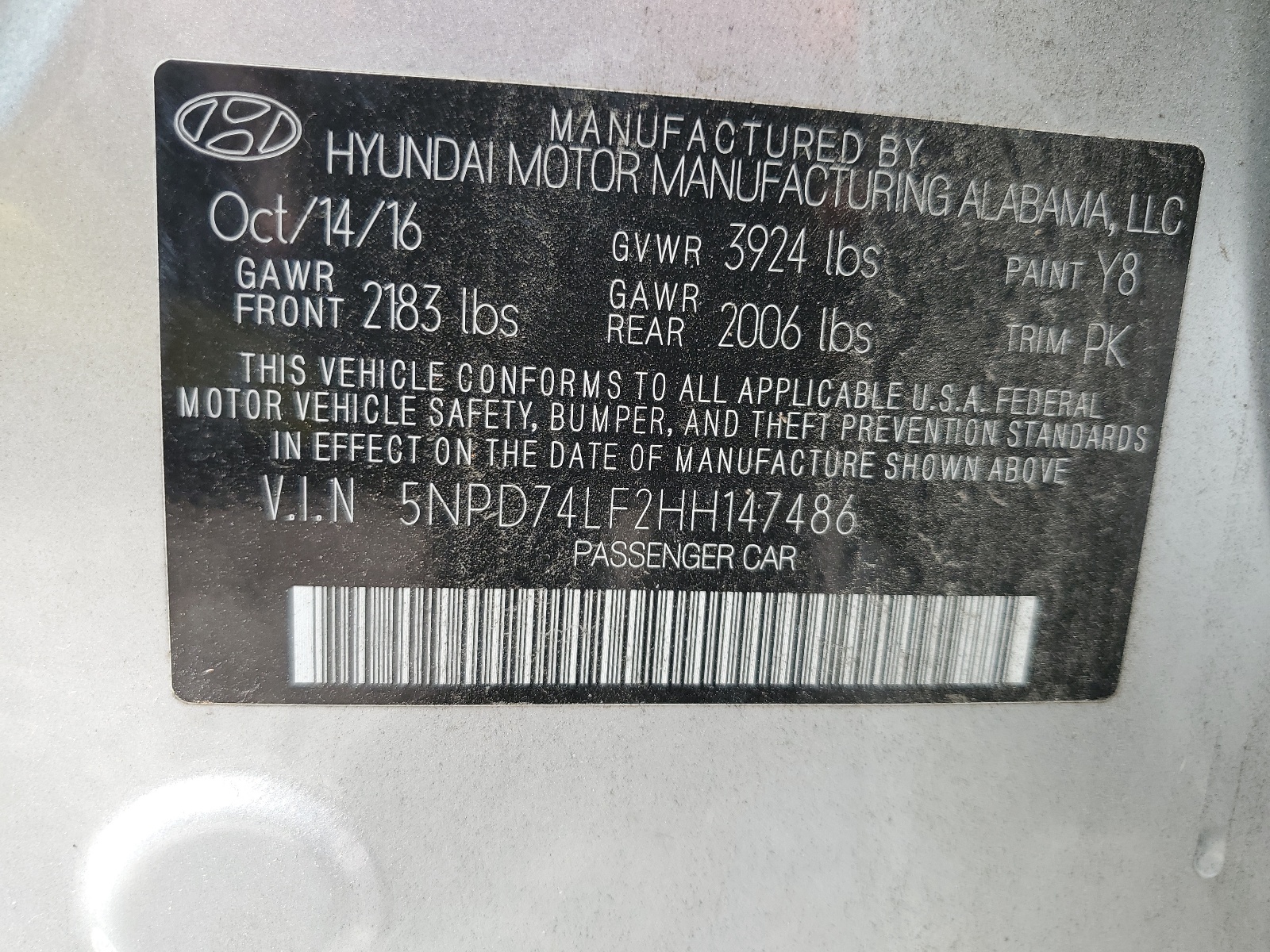 5NPD74LF2HH147486 2017 Hyundai Elantra Se