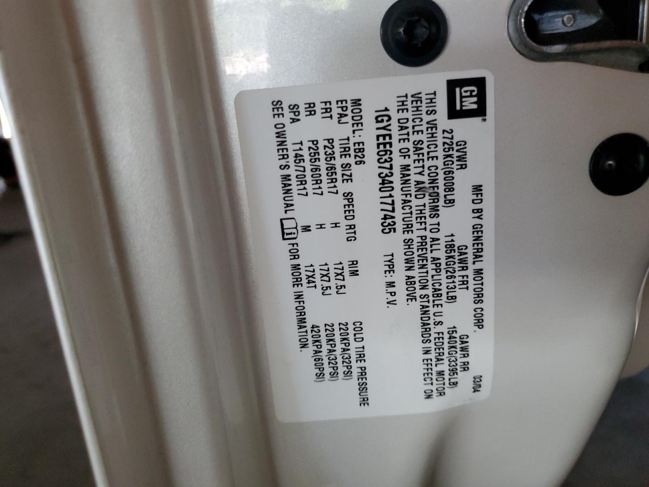 2004 Cadillac Srx VIN: 1GYEE637340177435 Lot: 62855694