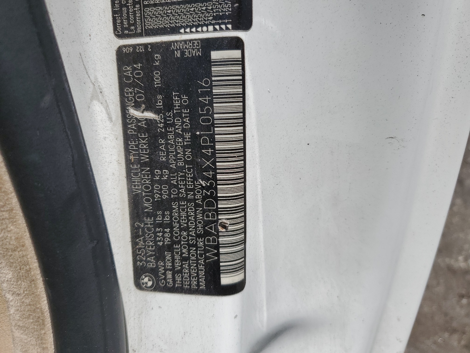 WBABD334X4PL05416 2004 BMW 325 Ci