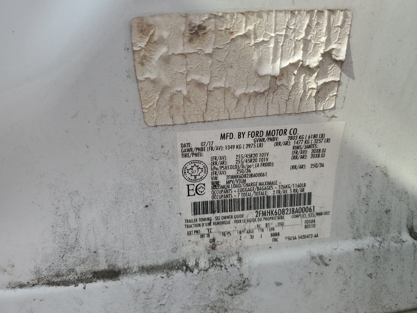 2FMHK6D82JBA00061 2018 Ford Flex Limited