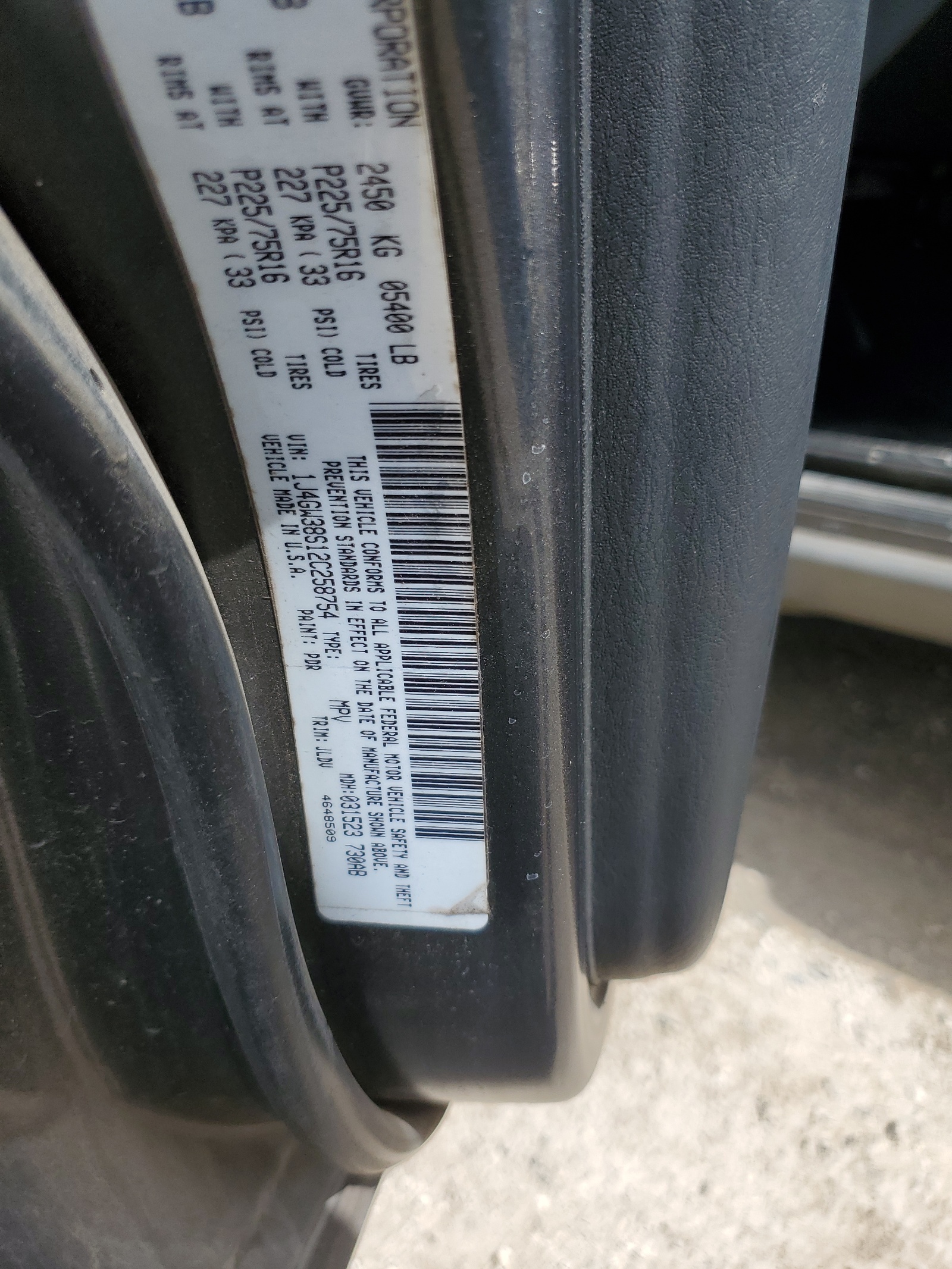 1J4GW38S12C258754 2002 Jeep Grand Cherokee Sport