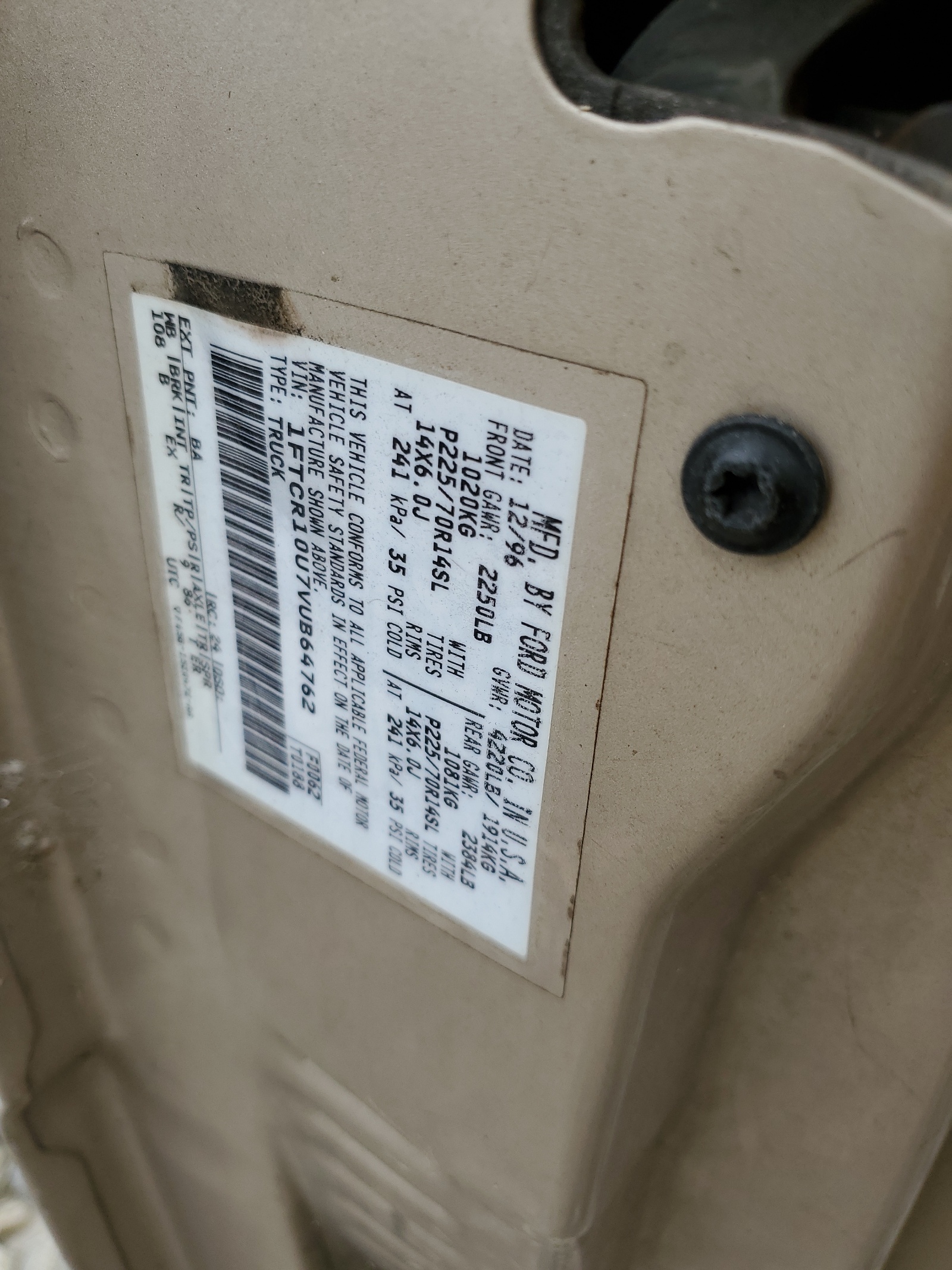 1FTCR10U7VUB64762 1997 Ford Ranger