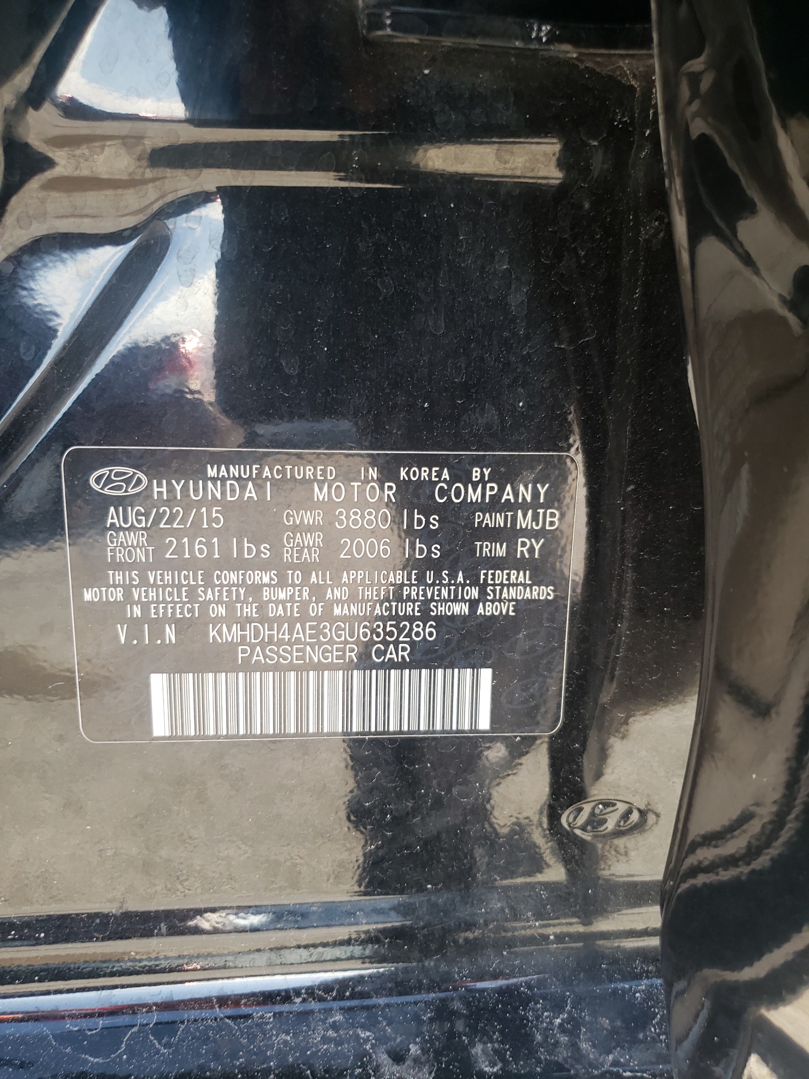 KMHDH4AE3GU635286 2016 Hyundai Elantra Se