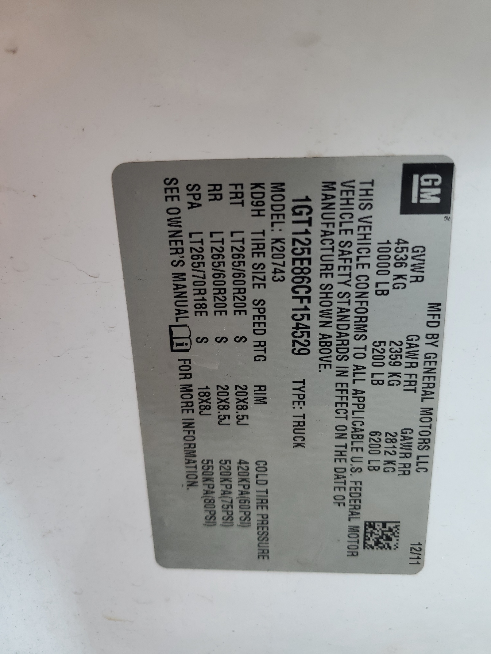 1GT125E86CF154529 2012 GMC Sierra K2500 Denali