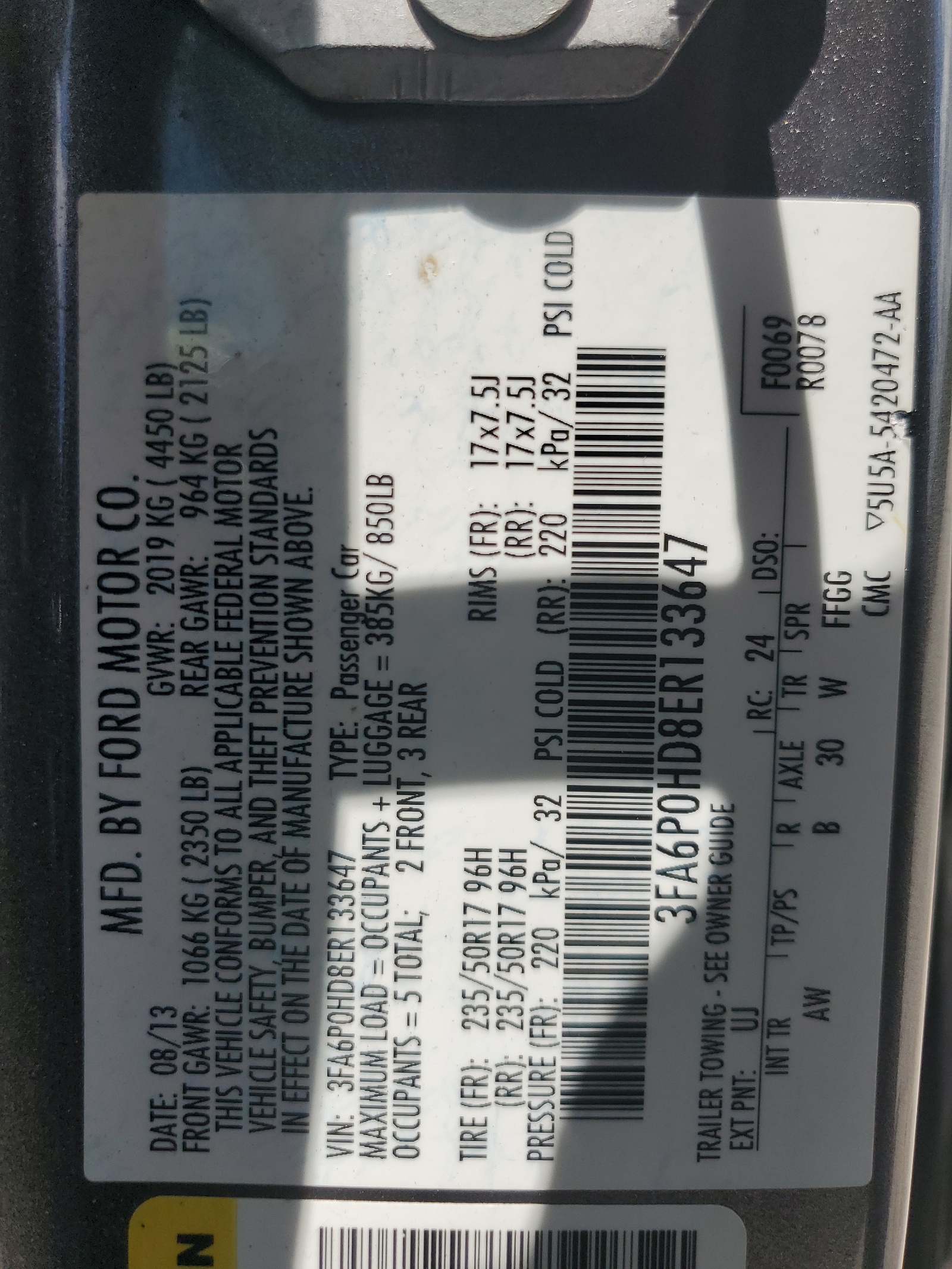 3FA6P0HD8ER133647 2014 Ford Fusion Se