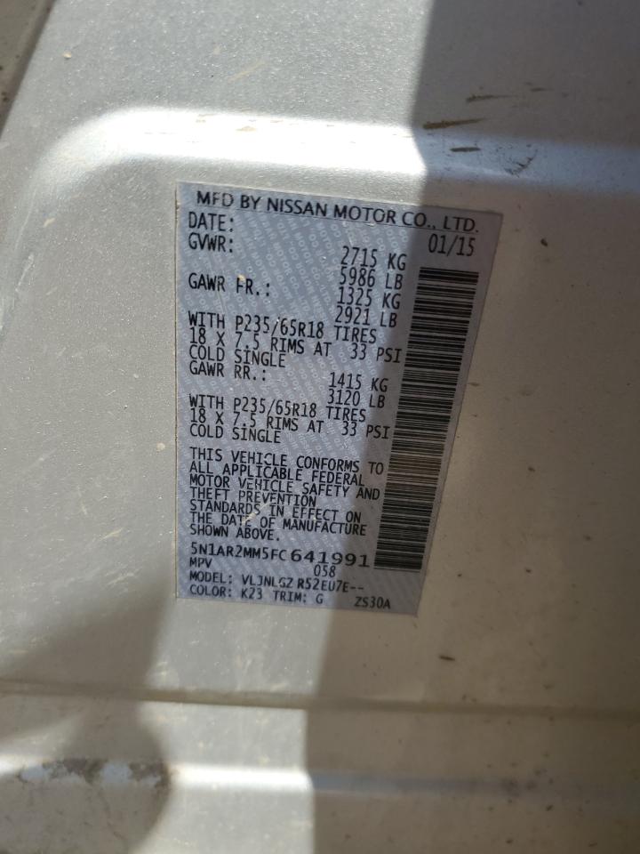 2015 Nissan Pathfinder S VIN: 5N1AR2MM5FC641991 Lot: 63151234