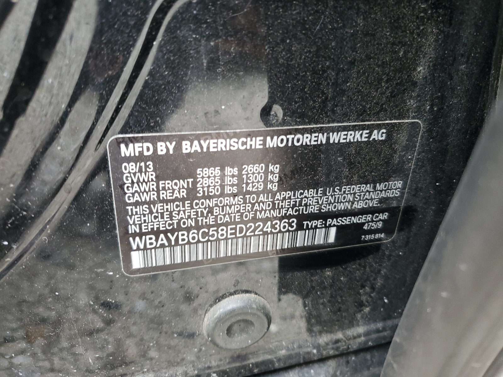 WBAYB6C58ED224363 2014 BMW 750 Xi