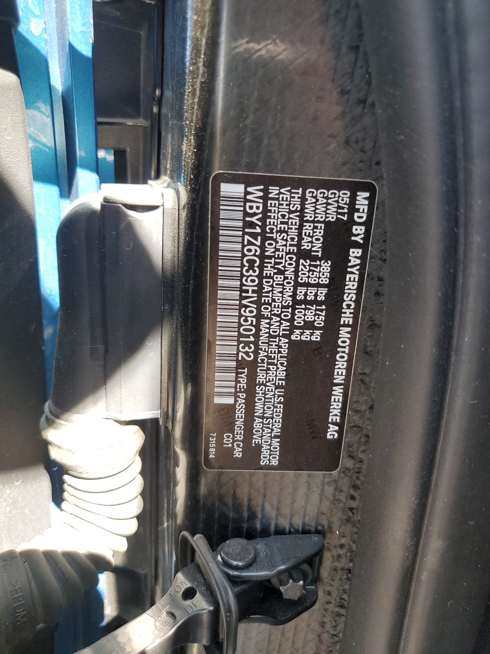 WBY1Z6C39HV950132 2017 BMW I3 Bev