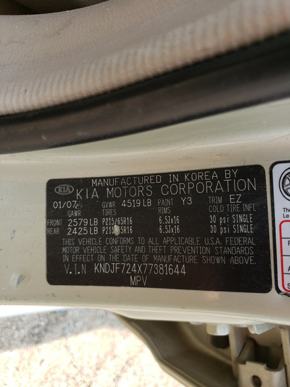 KNDJF724X77381644 2007 Kia Sportage Lx