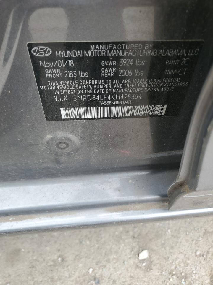 2019 Hyundai Elantra Sel VIN: 5NPD84LF4KH428354 Lot: 62037884