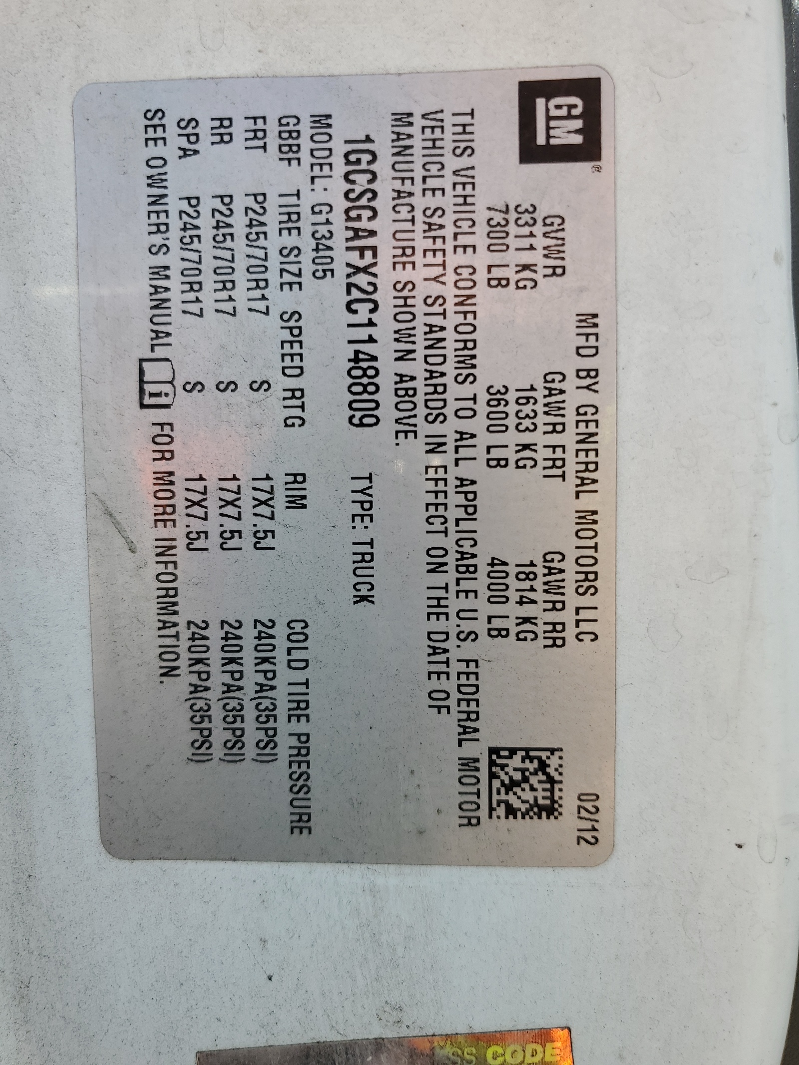 1GCSGAFX2C1148809 2012 Chevrolet Express G1500