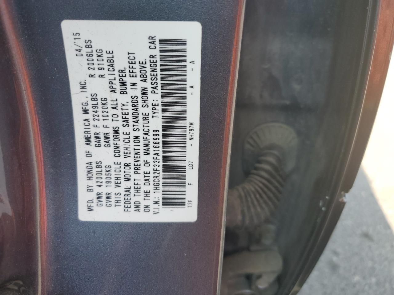 1HGCR2F33FA166999 2015 Honda Accord Lx