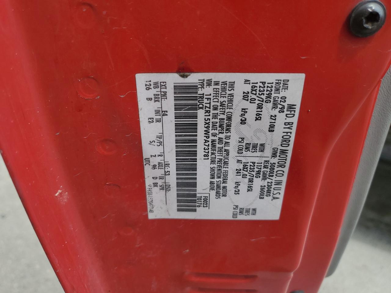 1998 Ford Ranger Super Cab VIN: 1FTZR15X9WPA73781 Lot: 65222094