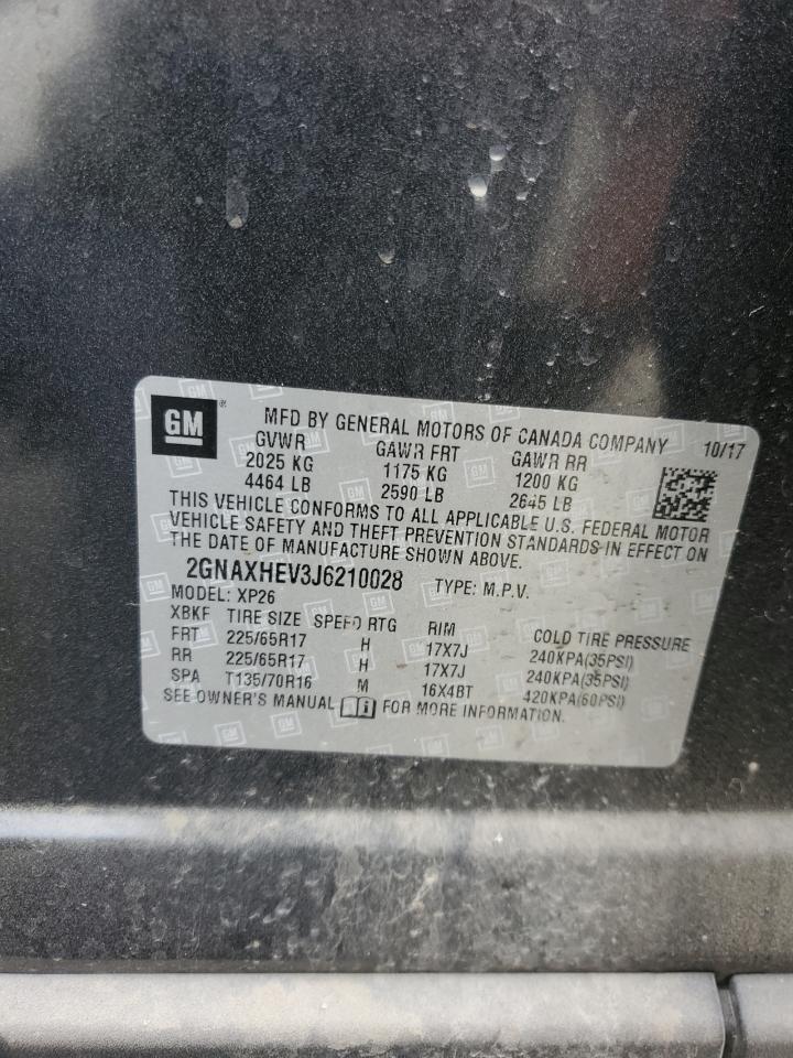 2018 Chevrolet Equinox Ls VIN: 2GNAXHEV3J6210028 Lot: 64418734