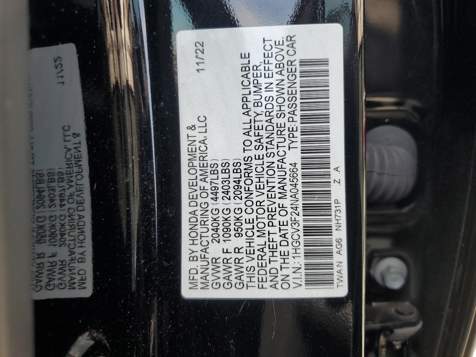1HGCV3F24NA045664 2022 Honda Accord Hybrid Sport