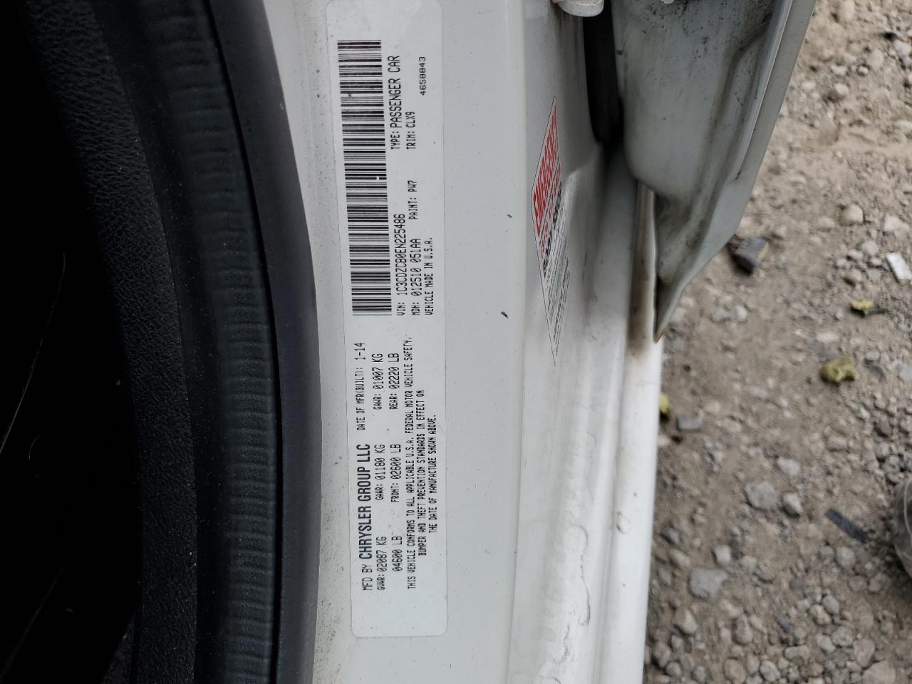 2014 Dodge Avenger Sxt VIN: 1C3CDZCB0EN225486 Lot: 62001494