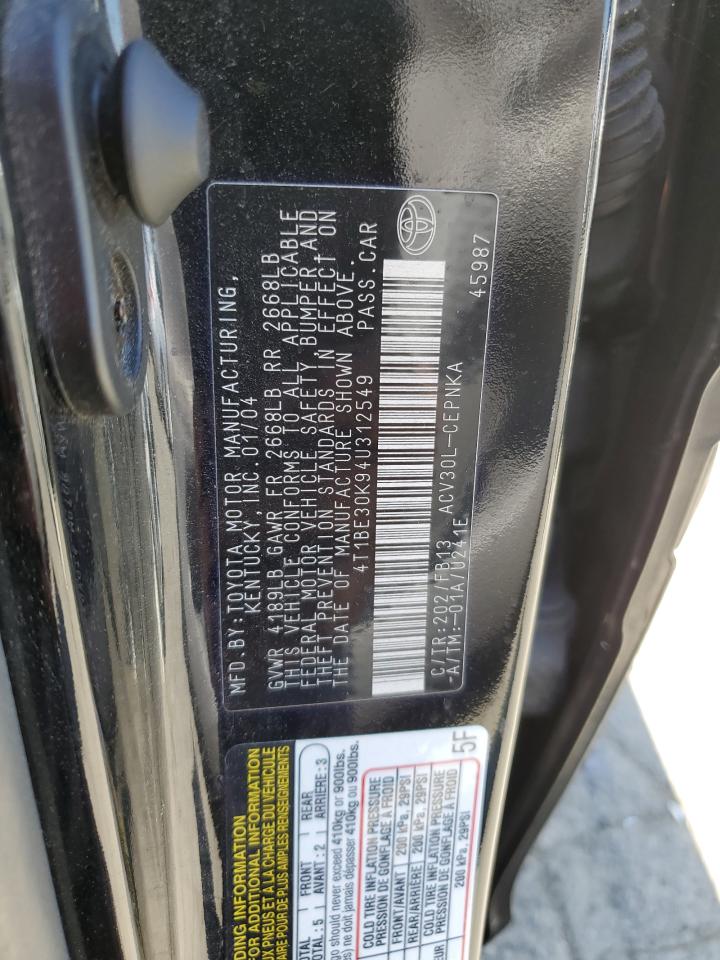 2004 Toyota Camry Le VIN: 4T1BE30K94U312549 Lot: 63235334