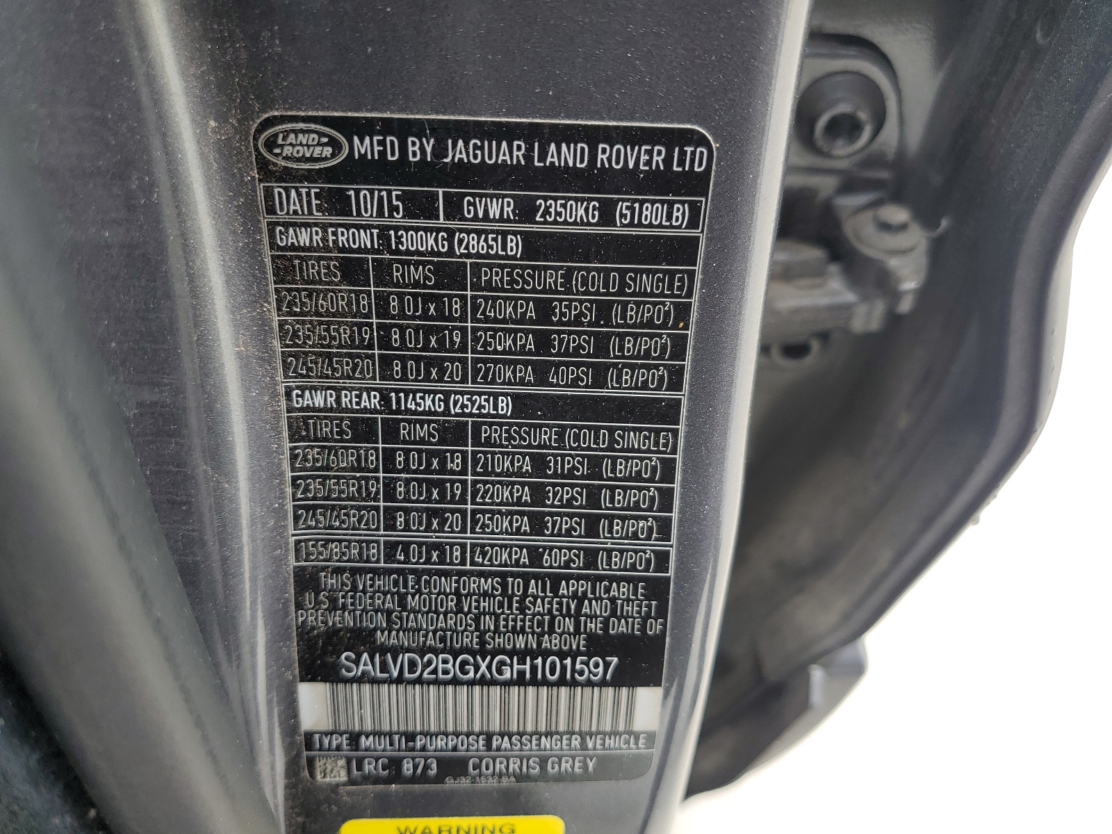 SALVD2BGXGH101597 2016 Land Rover Range Rover Evoque Hse Dynamic