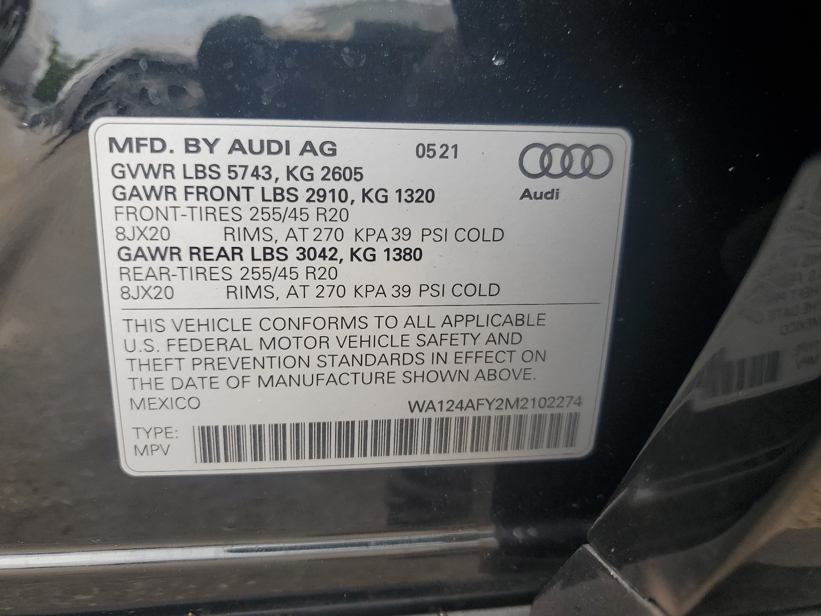 WA124AFY2M2102274 2021 Audi Sq5 Sportback Premium Plus