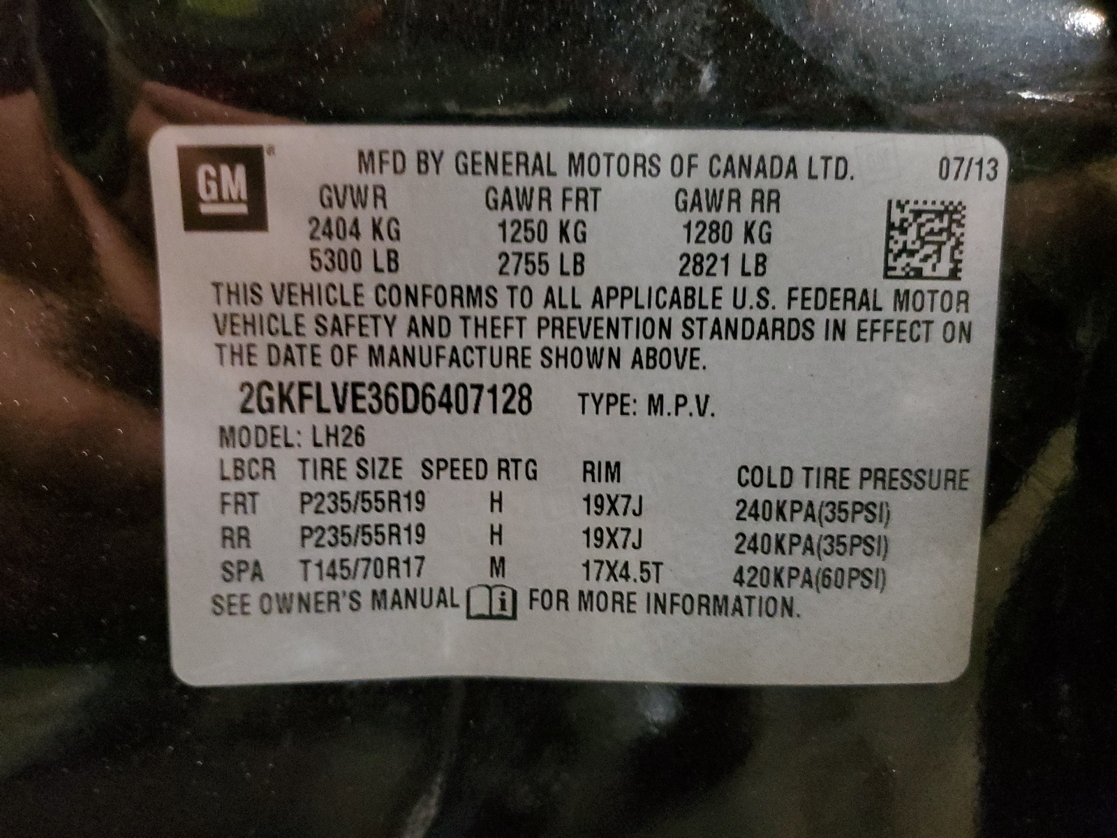 2GKFLVE36D6407128 2013 GMC Terrain Slt