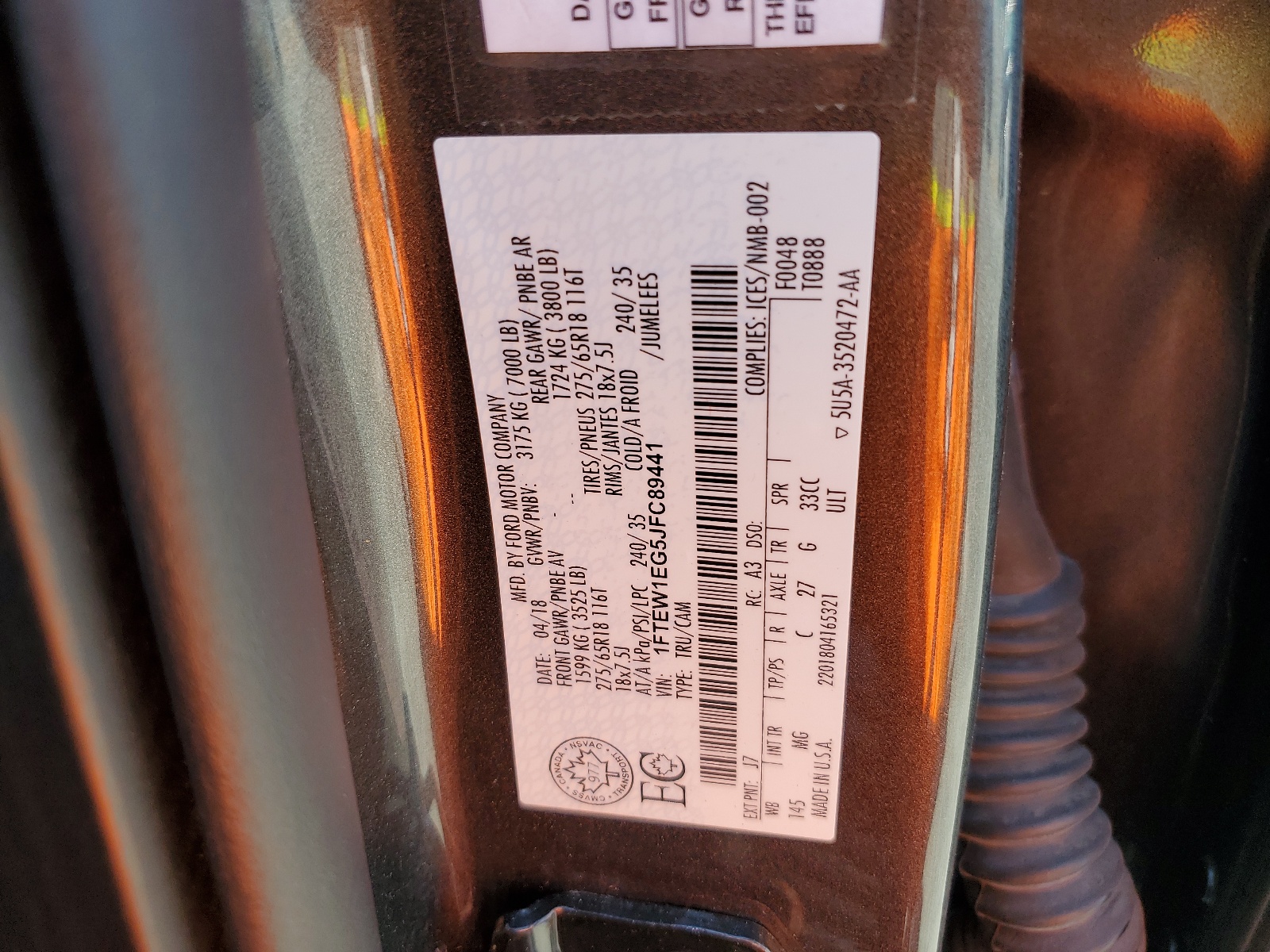 1FTEW1EG5JFC89441 2018 Ford F150 Supercrew