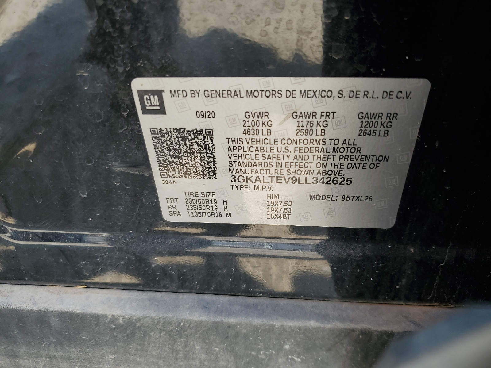 3GKALTEV9LL342625 2020 GMC Terrain Sle