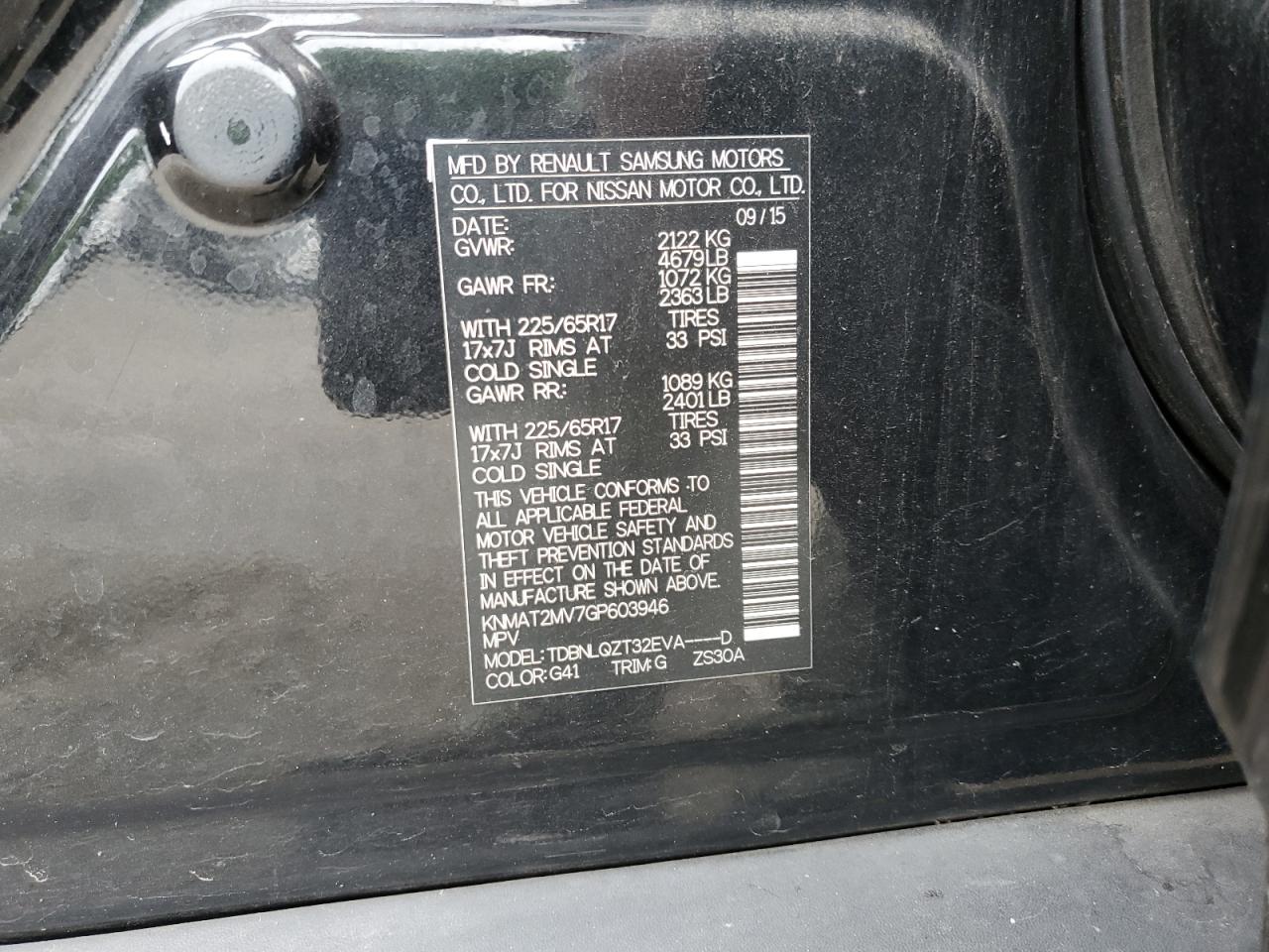 2016 Nissan Rogue S VIN: KNMAT2MV7GP603946 Lot: 63788764