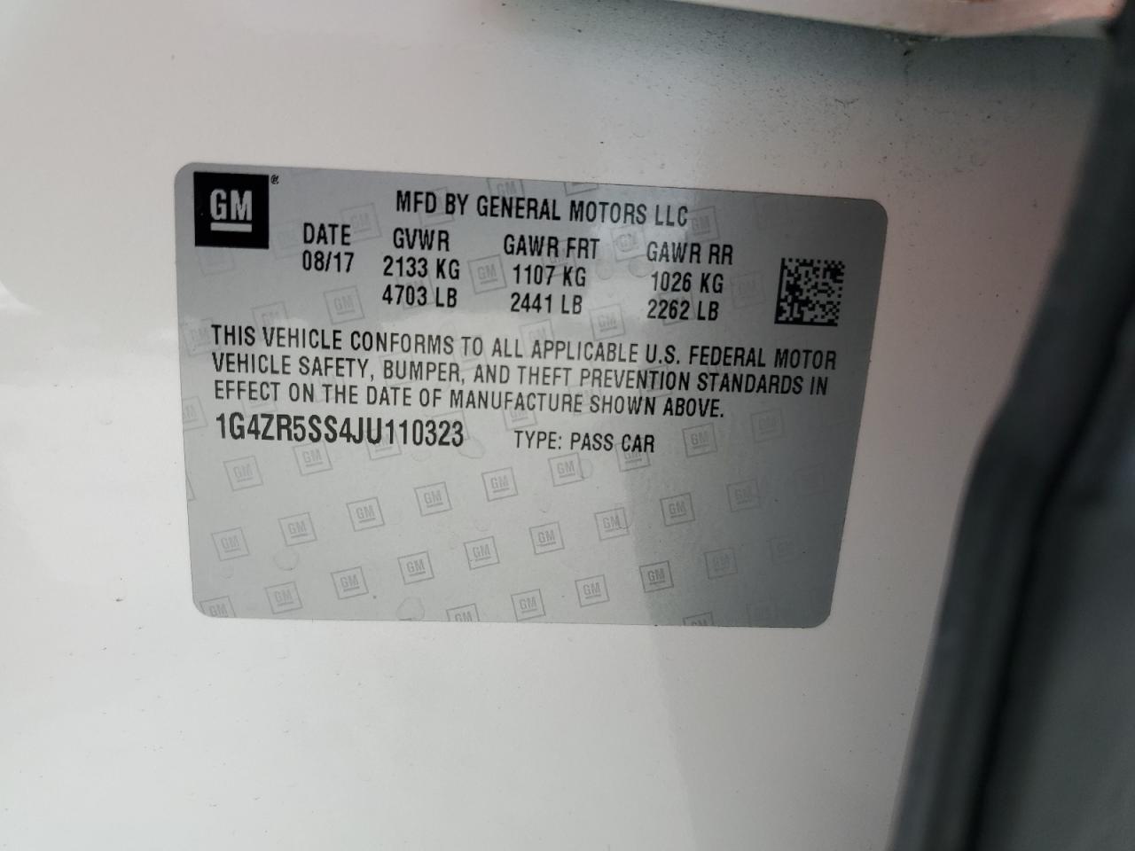 2018 Buick Lacrosse Premium VIN: 1G4ZR5SS4JU110323 Lot: 64930504