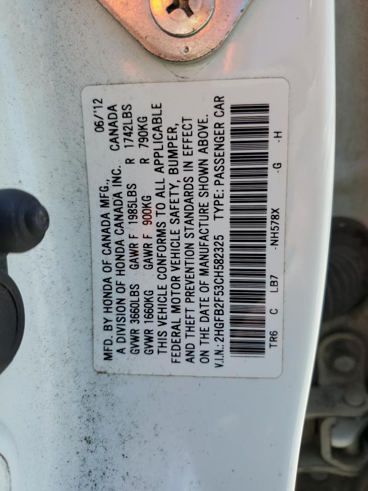 2HGFB2F53CH582325 2012 Honda Civic Lx