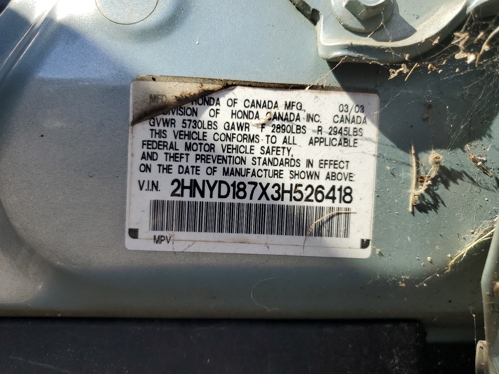 2HNYD187X3H526418 2003 Acura Mdx Touring