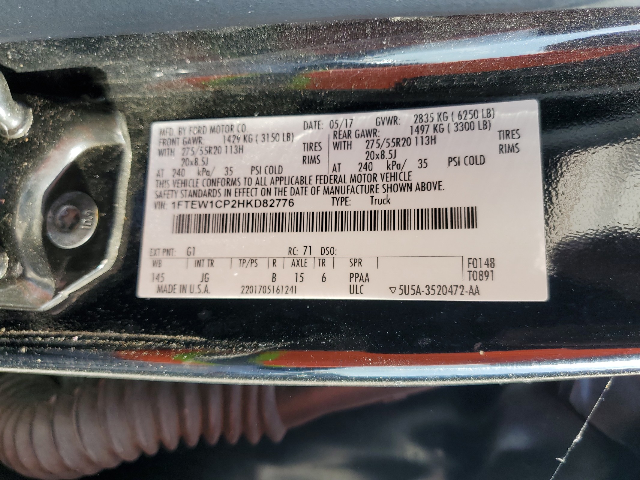 1FTEW1CP2HKD82776 2017 Ford F150 Supercrew