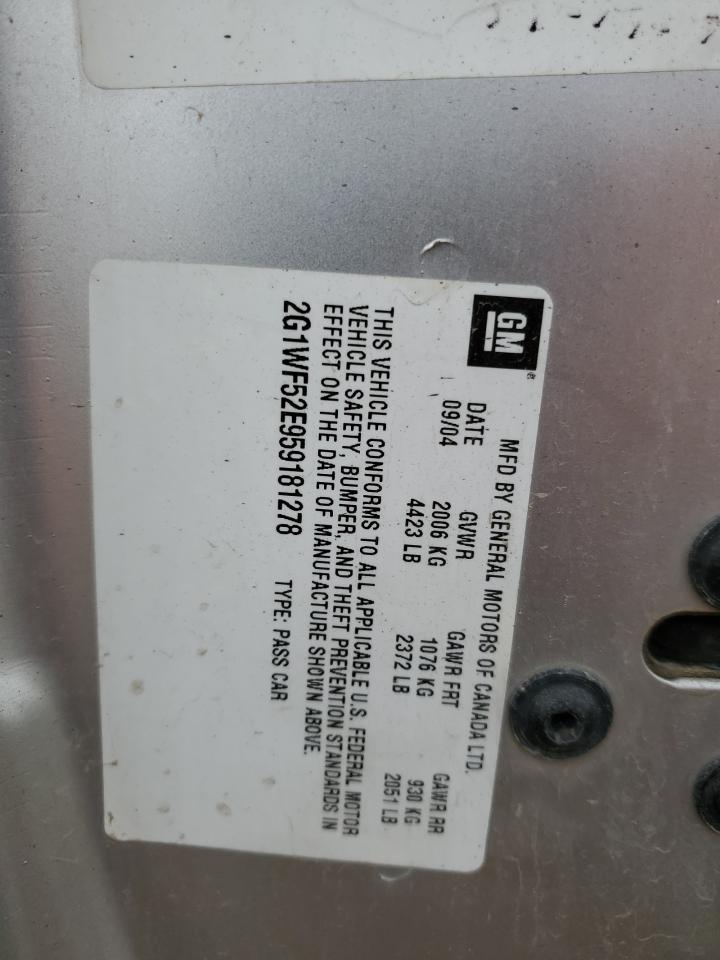 2005 Chevrolet Impala VIN: 2G1WF52E959181278 Lot: 63710484