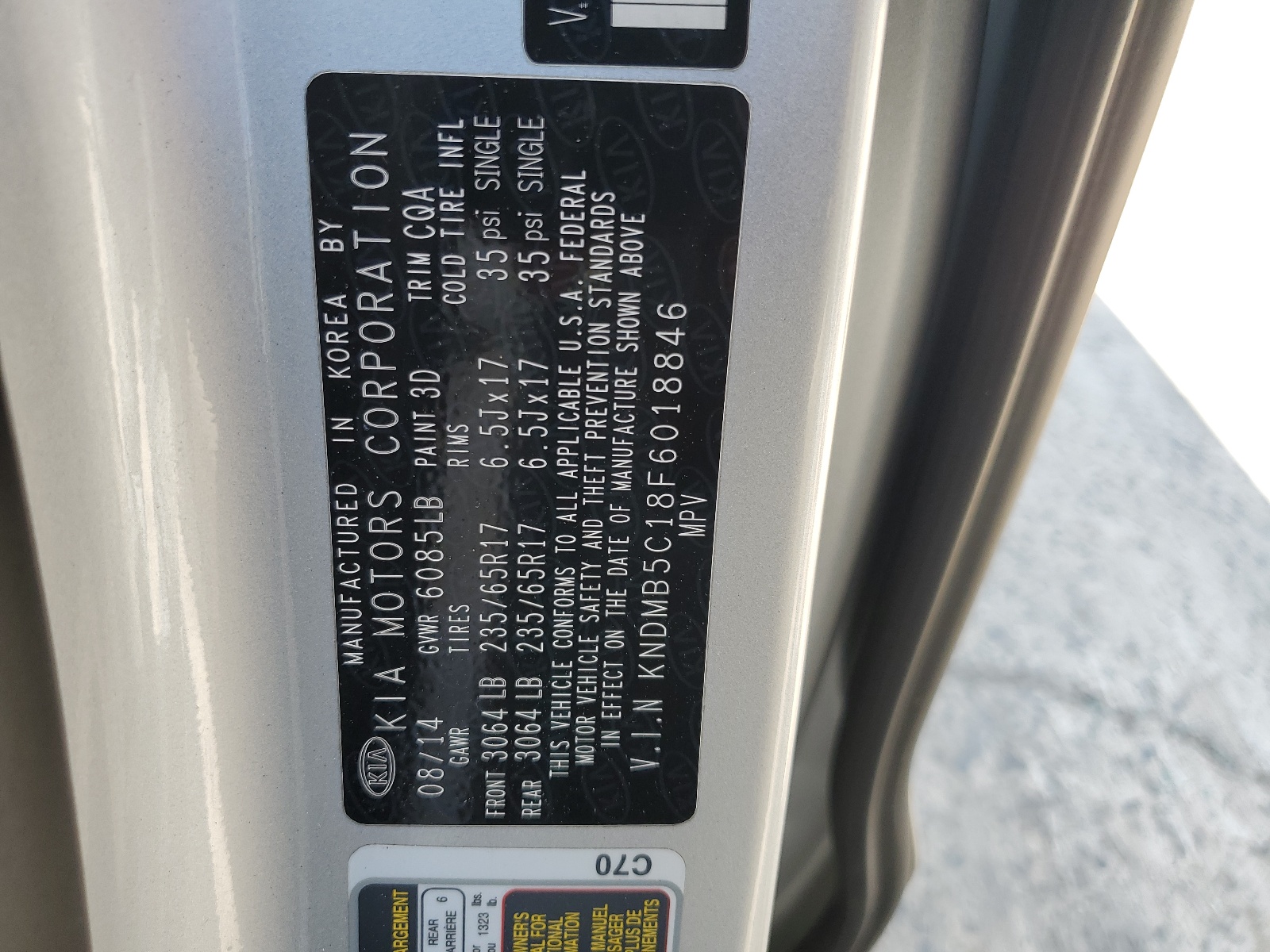 KNDMB5C18F6018846 2015 Kia Sedona Lx