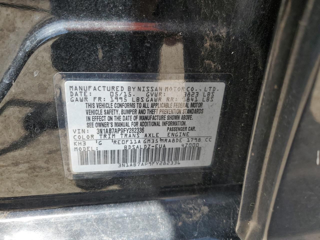 3N1AB7AP9FY282336 2015 Nissan Sentra S