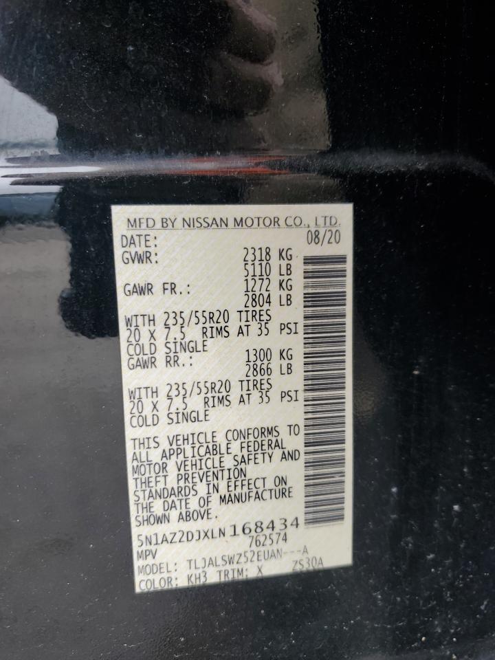 2020 Nissan Murano Platinum VIN: 5N1AZ2DJXLN168434 Lot: 64370634