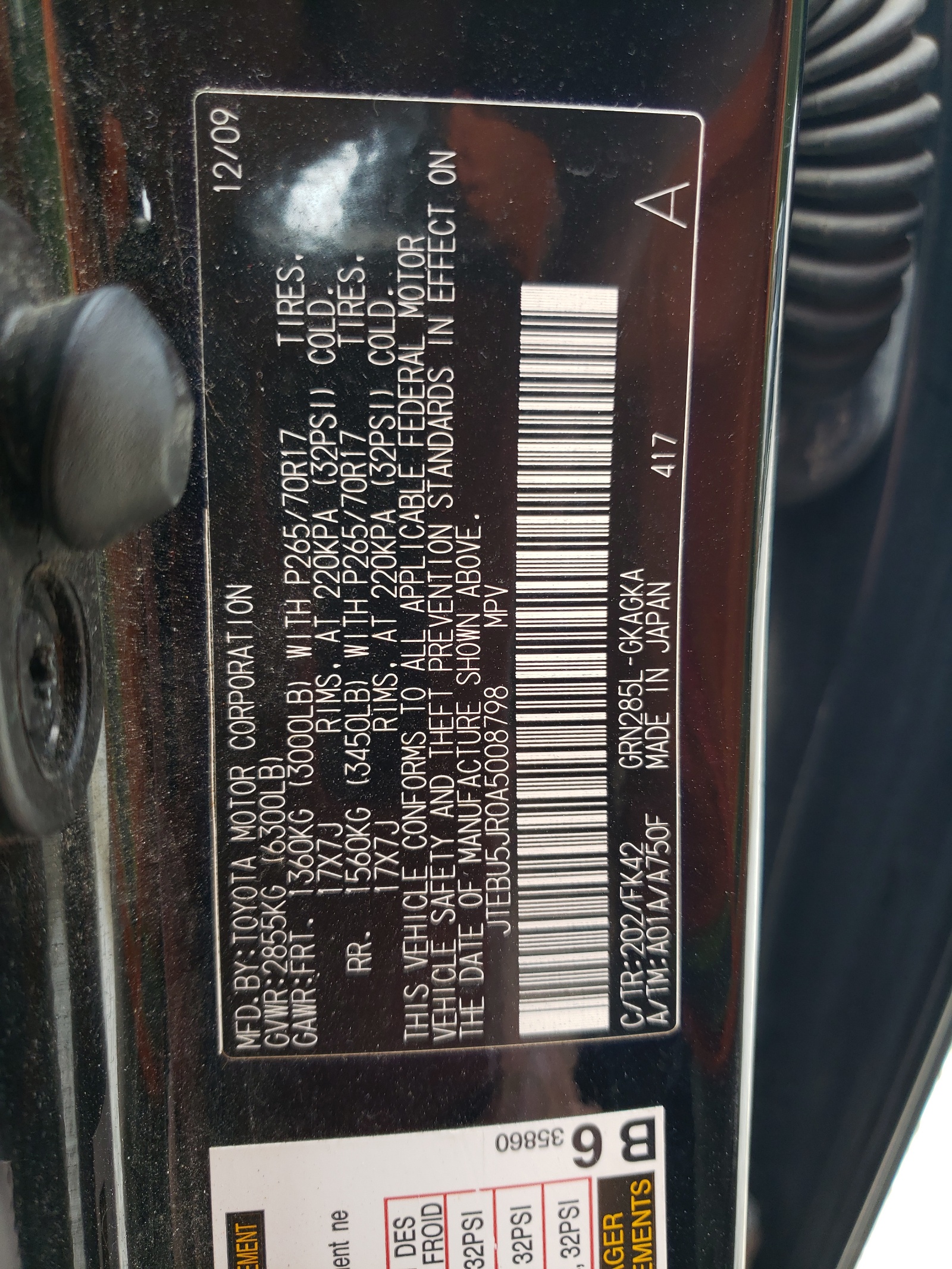 JTEBU5JR0A5008798 2010 Toyota 4Runner Sr5