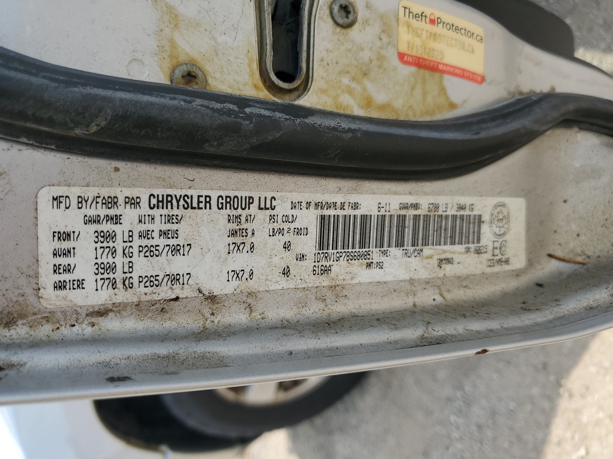 1D7RV1GP7BS680851 2011 Dodge Ram 1500