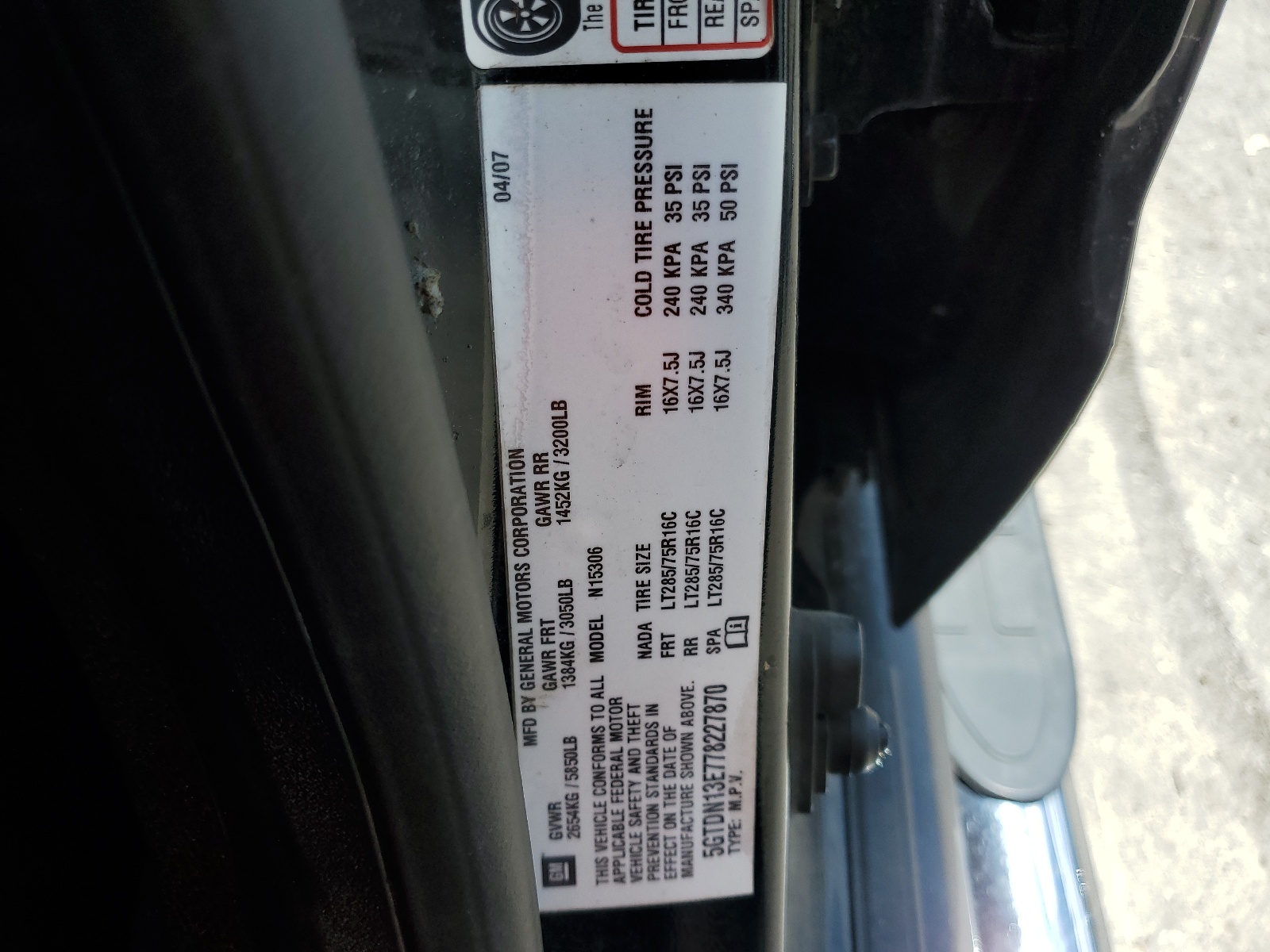 5GTDN13E778227870 2007 Hummer H3